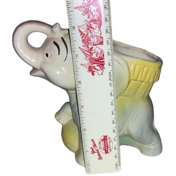 Ceramic Elephant Planter With Hand-Painted Details Vintage - Picture 10 of 11